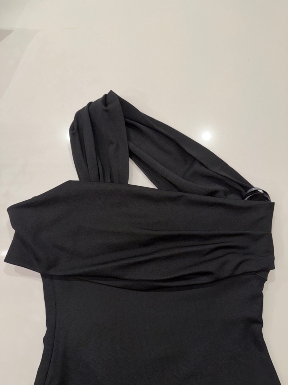 Versace NWT One Shoulder Gathered Top Black Techno Pique Stretch Size IT 36/XS - Picture 11 of 11